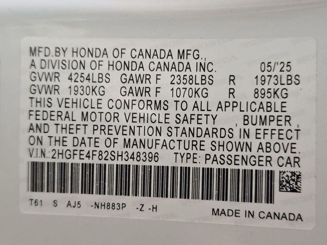 2025 Honda Civic Hybrid Sport Touring