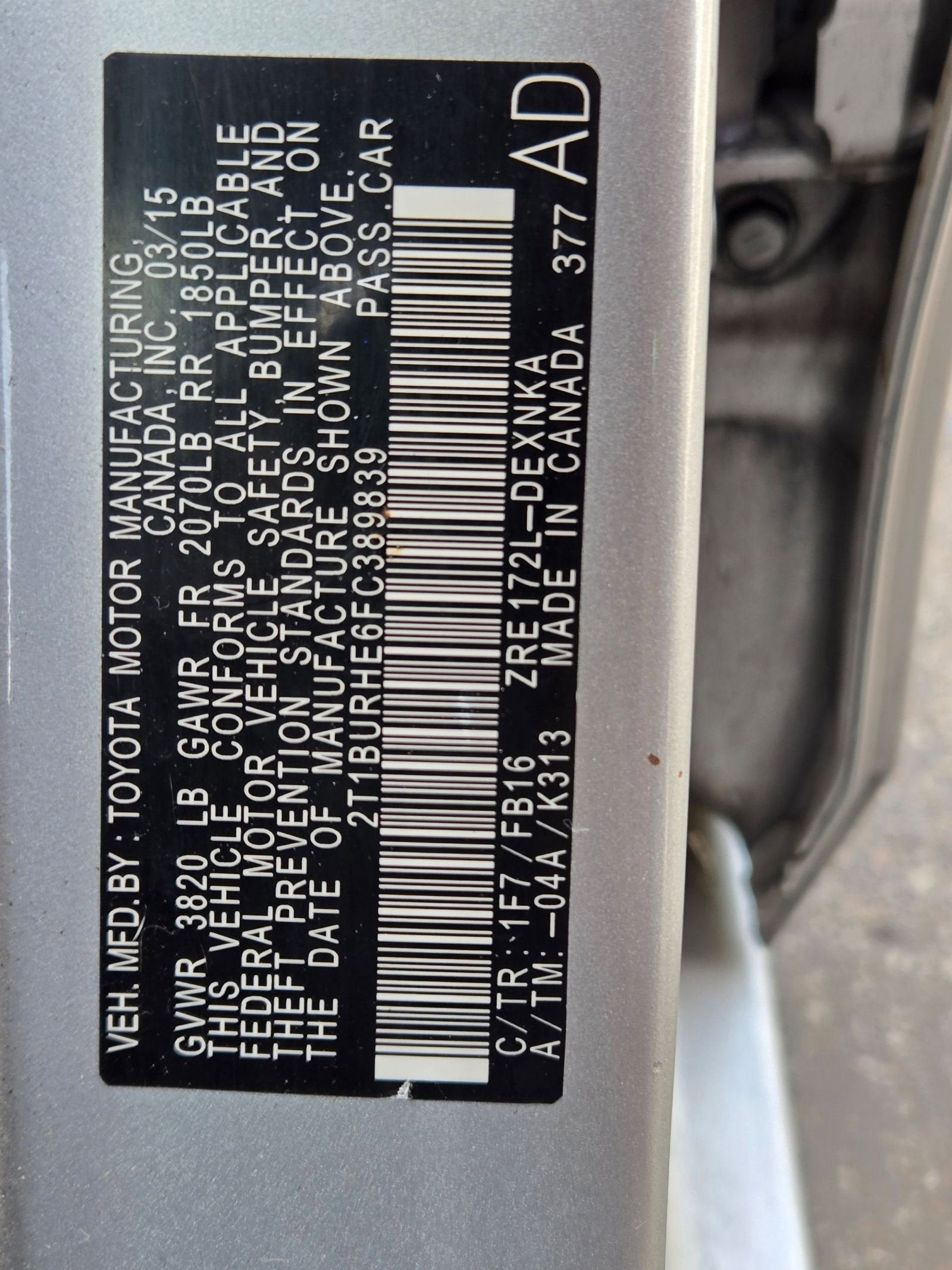 2015 Toyota Corolla L