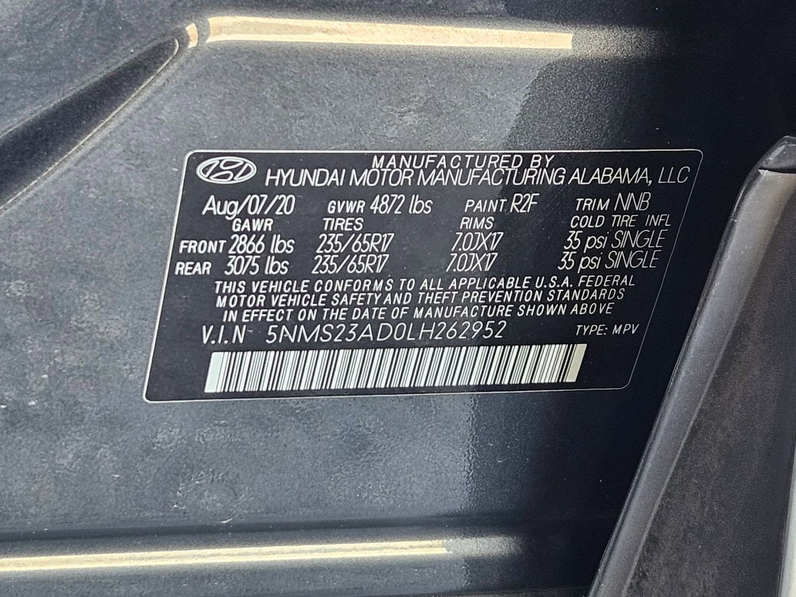 2020 Hyundai Santa Fe SE