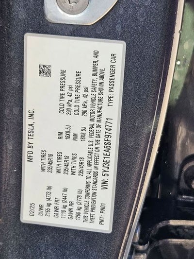 2025 Tesla Model 3 Long Range